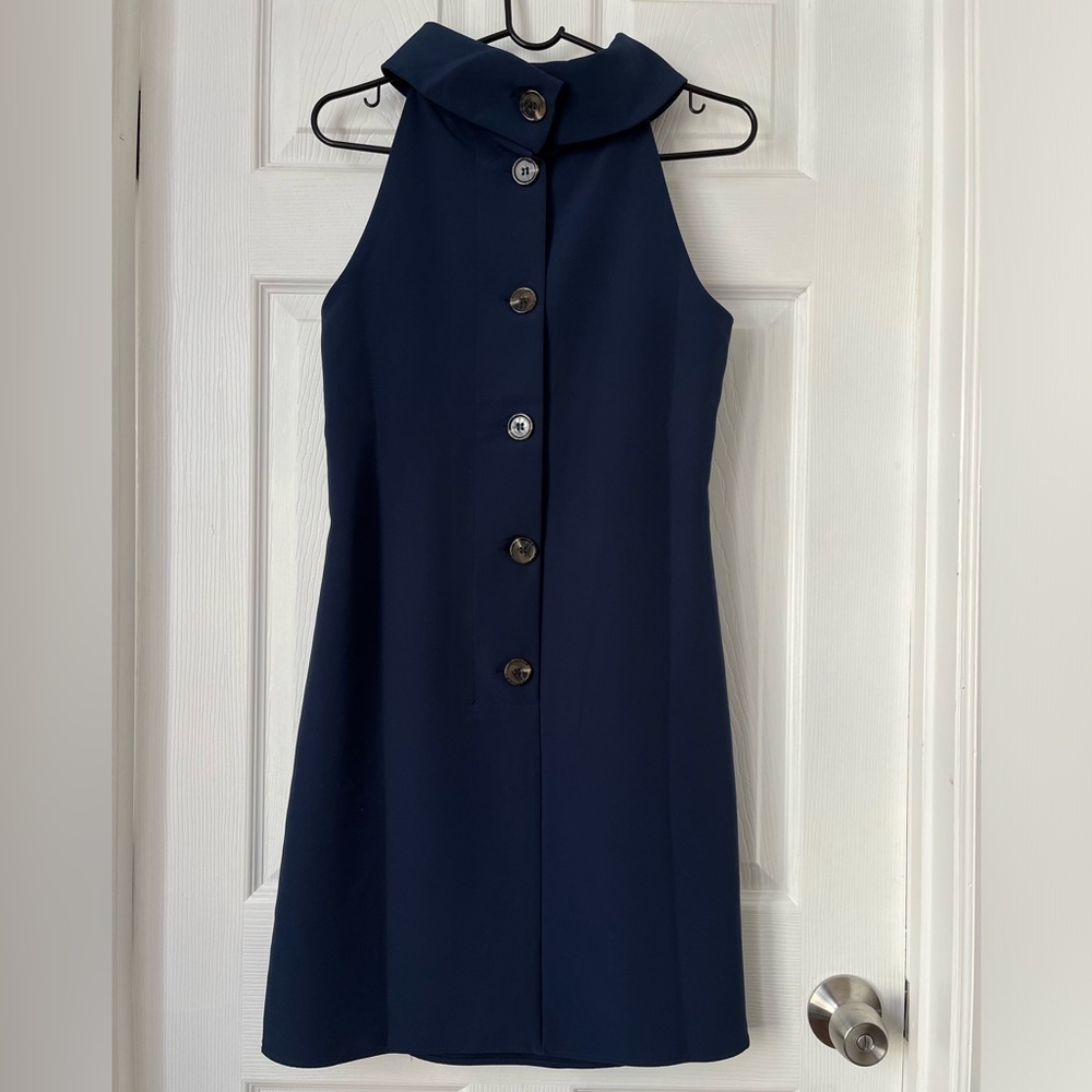 Sail To Sable Navy Cowl Neck Dress Small - Picture 2 of 8